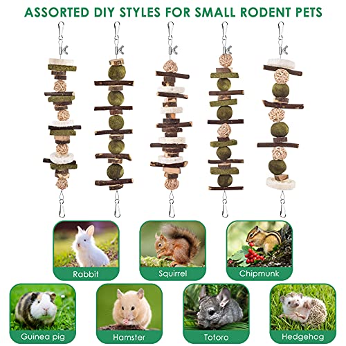 KATUMO Rabbit Chew Toys, Bunny Toys Apple Wood Grass Timothy Treat | DIY Hamster Chew Kit Bunny Teeth Care Molar Toys, Ideal for Rabbit, Guinea Pig, Chinchilla, Hamster, Squirrel, Gerbils - style: 74 PCS