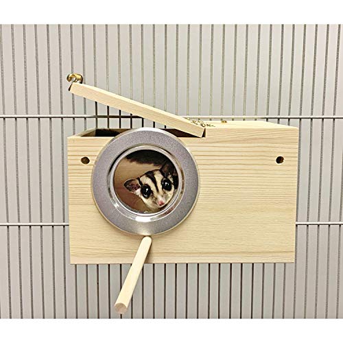 Sturdy Nest Box (S) - Cage Attachment, Hinged Lid, Perching Ledge - for Sugar Glider, Squirrel, Rat, Finch, Parakeet, Lovebird, Parrotlet, Lovebird, Canary, Cockatiel, Other Birds & Small Pets - size: Small