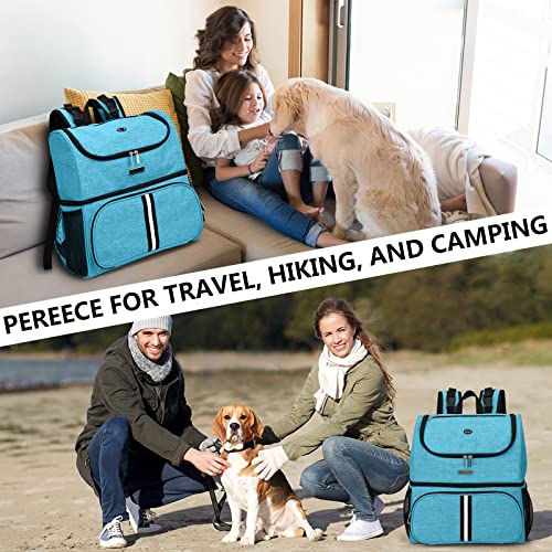 BAGLHER Pet Travel Bag, Double-Layer Pet Supplies Backpack (for All Pet Travel Supplies), Pet Travel Backpack with 2 Silicone Collapsible Bowls and 2 Food Baskets Sky Blue - color: Sky Blue