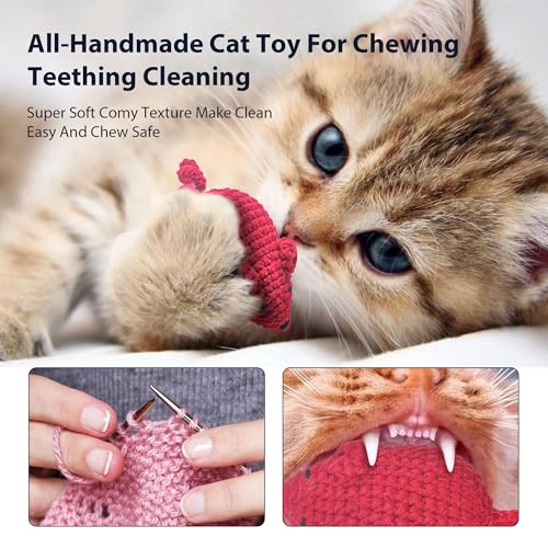 Catnip Toys Crochet Mouse, 6 Pcs Yarn Cat Nip Mice Safe Teeth Cleaning Chew Toy for Indoor Kittens Kitty, Adult Cats Interactive Catnip Cat Kicker Toys Anxiety Relief - color: 6pcs