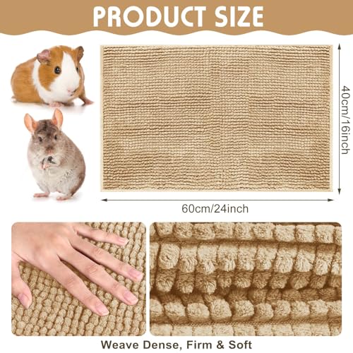 Amylove 4 Pcs Guinea Pig Cage Liner 16 x 24 Inch Washable Chenille Pee Pads Pet Dog Cat Bedding Training Mat Reusable for Small Animals Puppy Bunny Hamster Chinchilla - color: Beige, size: 16 x 24 Inch, style: Low Pile Chenille