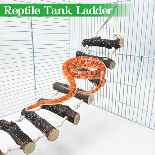VCEPJH Reptile Climbing Bridge 39 in Long Bearded Dragon Wooden Ladder for Terrarium Crested Gecko Tank Accessories Toys Suit for Lizard Ball Pythons Tree Frog Snake Leopard Gecko - size: L-39in