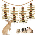 kathson 4 Pcs Bunny Chew Toys for Teeth,Rabbit Hanging Chew Toy Grinding Natural Sweet Bamboo Sticks with Timothy Hay Grass and Carrot Cake for Improve Rodent Small Animals Dental Health