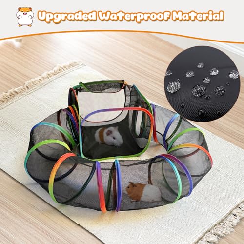 Guinea Pig Playpen with Tunnel, Rainbow Playpen with 98.4" Extended Tube & Open Side, Rabbit Playpen for Bunny, Hamster, Ferret, Chinchilla, Chickens & Small Animals to Play Indoor or Outdoor