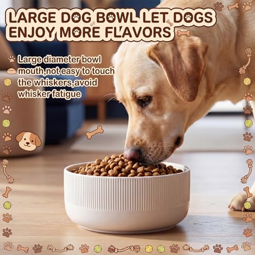 100oz Extra Large Ceramic Dog Bowl, Dog Food and Water Bowl | 8.7 Inch Heavy Weighted Non-slip Water Dish for Large Dogs, Non-tipping Big Porcelain Pet Bowl, Wide Mouth Easy to Clean