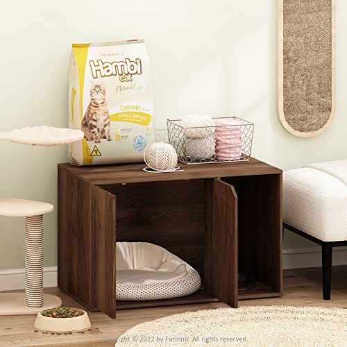 Furinno Peli Litter Box Enclosure, Columbia Walnut | Side Entrance, Hidden Litter Box Furniture, Wooden Pet House, Easy Assembly, for Living Room - color: Columbia Walnut, size: Large
