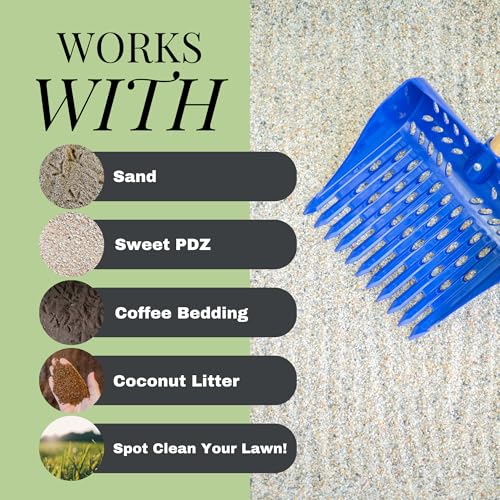 The Coop Scoop® Shelf 2-in-1 Chicken Poop Scooper & Rake, 10" Handle | Made in The USA, Patented, Durable Sand Sifting Litter Shovel, For Chicken Coops & Small Farm Animals - size: SHELF 10" Handle