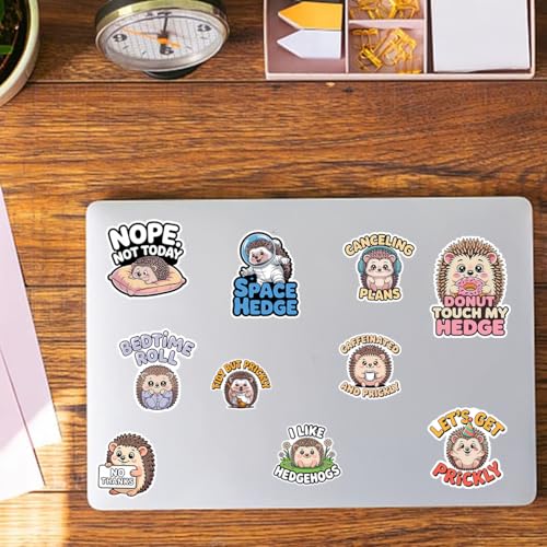 Vybonz Hedgehog Sticker Cute Animal Decal Funny Cartoon Woodland Animal | Hedgehog Stickers with Cute Animal Quotes for Hedgehog Lovers, Laptop, Water Bottle, Journal and Notebook Use - color: Hedgehog, size: 3in