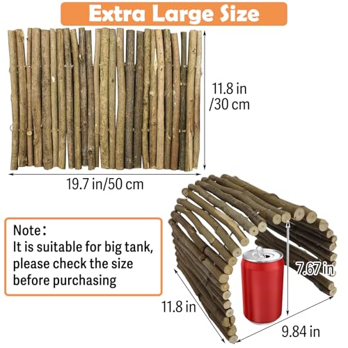 Hamiledyi Extra Large Tortoise Hide Reptile Hiding Cave Turtle Hut Gecko Hideaway Climbing Tunnel Toy Lizard Bendable Wooden Bridge for Adult Bearded Dragon Snake Chameleon Habitat Accessories - size: XL-19.7 x 11.8 -2 PACK
