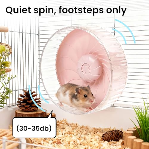 10 inch Silent Hamster Wheel, Stand-Free Cage Spinner, Large Size, Pink | Large Size, Stand-Free Cage Installation, Smooth-Rotating Exercise Wheel for Syrian Hamsters and Gerbils - color: Pink Without Stand, size: 10in