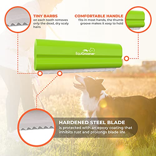 EquiGroomer 5-Inch Undercoat Deshedding Brush for Dogs & Cats, Lime | Best for dogs up to 100 lbs and cats of any size, short or long hair, stainless blade, no cutting or pulling - color: Lime, size: 5 Inch