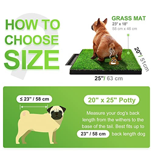 Hompet Dog Toilet Indoor Puppy Training Pad, Dog Potty Pet Training Grass Mat, Removable Waste Tray for Easier Clean Up, Artificial Turf, 25"×20" - size: 25" x 20"