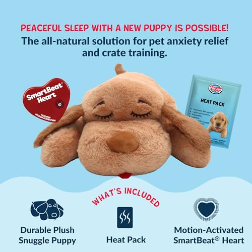 Snuggle Puppy Heartbeat Puppy Toy for Large Breeds, Plush Dog Toy with Real-Feel Pulse and Heat Pack for Crate Time, First Nights, and Rest - Biscuit - color: Large Breed Biscuit