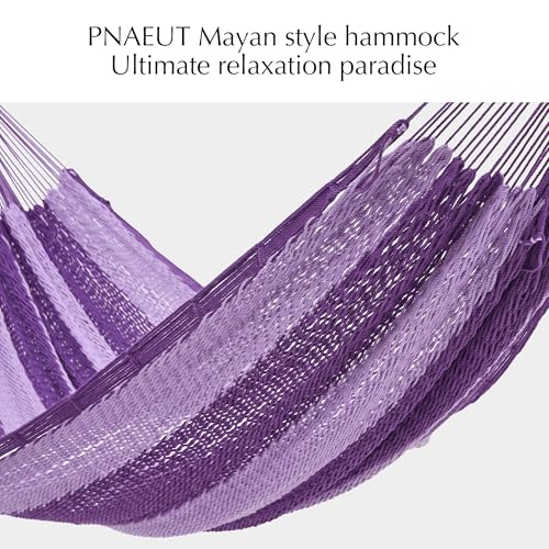 Handwoven Rope Mayan Hammock for Outside, 600 lbs Capacity | 2 Person, Portable Carrying Bag, Easy-Used Tree Straps, Carabiners, Soft Fabric, Patio (Mauve Purple, X-Large) - color: Mauve Purple, size: X-Large