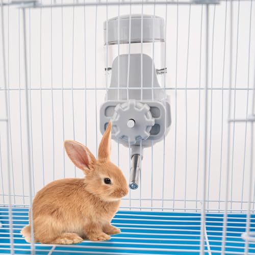 Depets Guinea Pig Water Bottle No Drip, 12 oz Small Animal Water Dispenser | Top Refill Cage Water Bottle with Screw Fastener, ABS Material, for Rabbit Hamster Rat Ferret Kitten, Gray