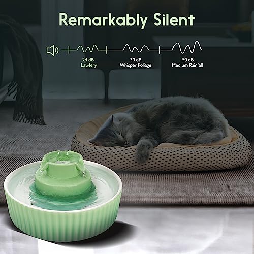 Lawfery Ceramic Cat Water Fountain, 2.1L/71oz Cupcake Pet Fountain | 3 Carbon Filters, 2 Quiet Pumps, Heavy Ceramic Body, and 360° Drinking Area, Drinking Bowl for Indoor Cats and Small Dogs