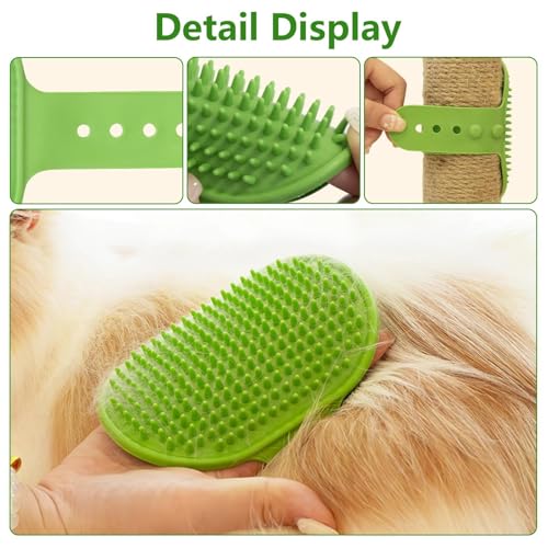 Dog Grooming Bath Brush, Pet Dogs Cats Washing Scrubber for Short Long Hair Cat Massage Tool Handheld Silicone Design - color: Green