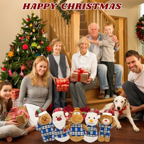 Christmas Dog Toys 5 Pack Blue Plush Squeaky Set with Santa Snowman Reindeer Bear Gingerbread Man for Small Large Medium Dogs for Gentle Play Easy Clean Not for Aggressive Chewers - style: Christmas 5 PACK