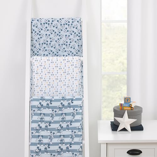 Disney Mickey Mouse 3 Piece Muslin Swaddle Baby Blanket Set - color: Mickey Mouse Gray, Charcoal, and White