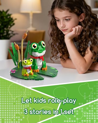 3-in-1 Frog, Turtle & Snail Family Building Set, Creative Animal Toy | Build & Rebuild 3 Cute Animal Designs From One Building Set, Birthday Gift for Girls and Boys Ages 6+, 884 Pieces