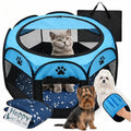 Whelping Box for Cats, Pop-up Playpen for Kittens and Mom with Washable Starry Moon Pad & Grooming Glove, 3-in-1 Portable Cat Delivery Room & Pet Nursery Pen for Indoor Cats Dogs - size: S-29"x29"x18"