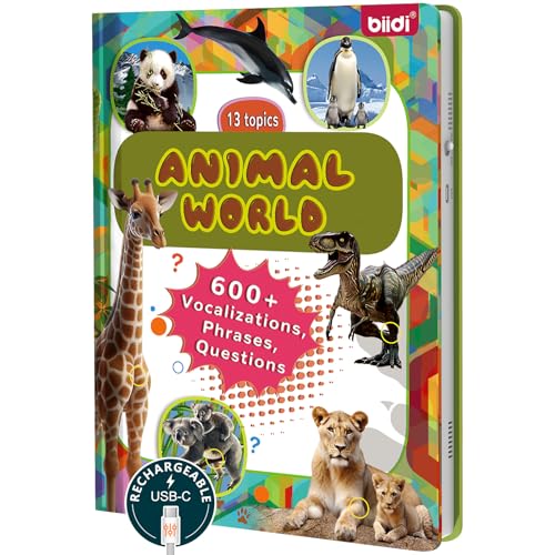 English Interactive Sound Book Talking Activity Toy Gifts Toddlers Kids 3-6 | Rechargeable Audio Book Educational Learning Toy Birthday Xmas Gift Boys Girls 3+ Sensory Autism Toys 171 Animals 600+ Sounds - style: New-Animal World