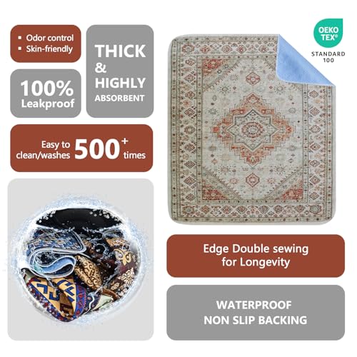 Washable Pee Pads, Super Absorbent Puppy Pads, 2 Pack 36"x41" | Reusable Dog Training Pads, Leakproof With Waterproof Non-Slip Backing For Crates, Floors, Indoor Potty & Furniture - color: Beige Medallion, size: 36"*41"(Pack of 2)