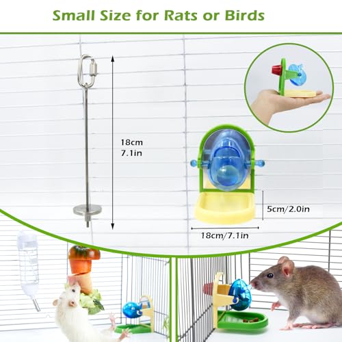 Jevnd 3-in-1 Rat Enrichment Bundle - Wooden Climbing Ladder & Foraging Toy Set - Includes 1 Natural Chew Ladder and 2 Stainless Steel Puzzle Feeders for Rats, Mice & Small Birds