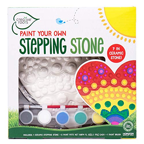 Creative Roots Mosaic Heart Stepping Stone, Includes 7-Inch Ceramic Stepping Stone & 6 Vibrant Paints, Mosaic Stepping Stone Kit, Paint Your Own, DIY Stepping Stone Kit for Kids Ages 8+ - style: Heart