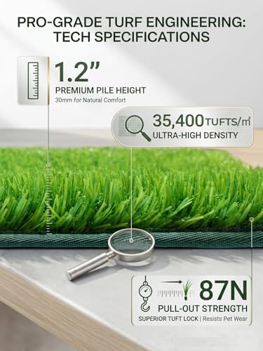 1.2'' Thick Woven Fake Grass Mat for Dog, Glue-Free Artificial Turf Potty Training Pad with Fast Drainage, Machine Washable Pet Pee Pad, Indoor Outdoor Non-Toxic Rug (Medium) - size: 20'' x 30''（Medium）