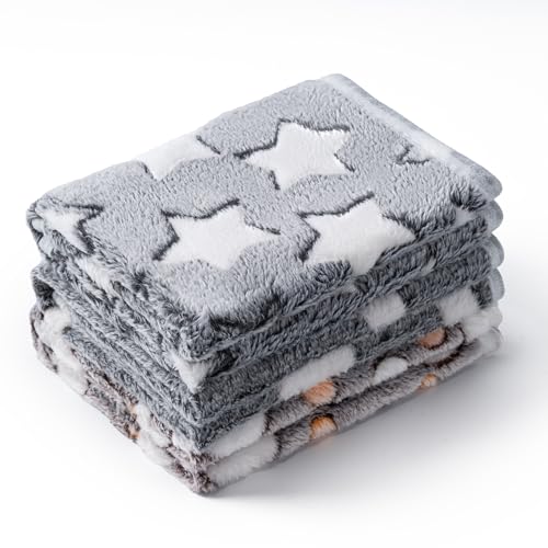 1 Pack 3 Blankets for Dog Puppy Cat (Medium 30x20'', Star, Bone, Love) | Super Soft Fluffy Premium Fleece Pet Blanket Flannel Paw Printed Throw - color: Stars, Bone, Love, size: 30x20 inch(Pack of 3)