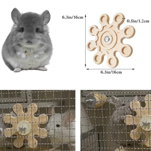 Chinchilla Chew Toys - Natural Wood Rotating Cage Accessories for Teeth Grinding | Interactive Hanging Exercise Toy with Safe Chew Design | Chinchilla Cage Toys for Playtime & Dental Health - color: Floral
