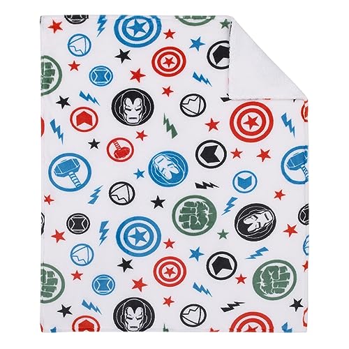 NoJo Marvel The Avengers Red, White, and Blue Super Soft Sherpa Baby Blanket - color: The Avengers Red, White, and Blue