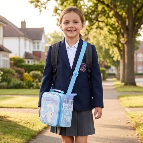 Get Trend Cinnamoroll Girls Lunch Box 3Pc Set | Kids Insulated Lunch Bag with BPA-Free Water Bottle and Bento Box, Back to School Kawaii Gifts for Girls - color: Blue/White Cinnamoroll