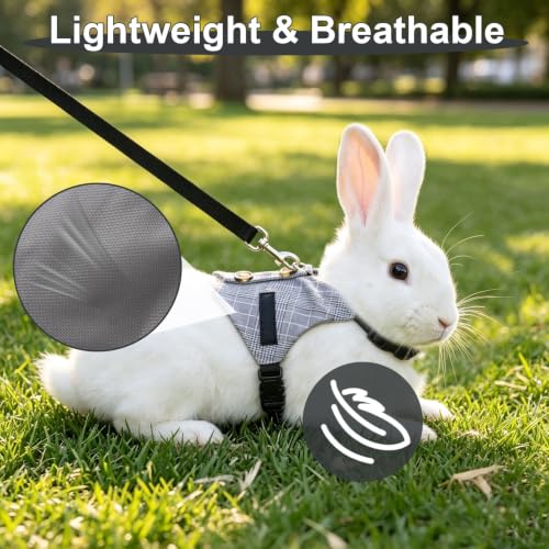 Hypeety Multipurpose Rabbit Vest Harness and Leash Set Adjustable Soft Vest | Breathable and ligthtweight vest, escape-proof buckles, adjustable neck and chest, for bunnies/kittens, formal suit style, M - size: M