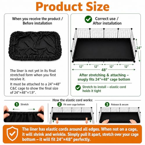 PJYuCien C&C Cage Bottom 24"x48", Easy to Install | Use as Top, Use as Bottom and Top Set, Protect Floor, Saves Time and Effort,for Guinea Pig and Other Small Animals - size: 24" X 48"