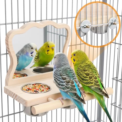 Natural Wood Bird Perch, Parrot Cage Accessories, Suitable for Parakeets, Cockatiels, Lovebirds, Tool-Free Adjustable Bird Cage Supplies & Bird Toys - size: 2