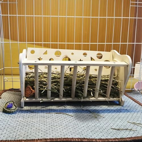 Large Capacity Rabbit Hay Feeder Wooden Guinea Pig Hay Holder Bunny Hay Rack Food Dispenser for Chinchilla Small Animal