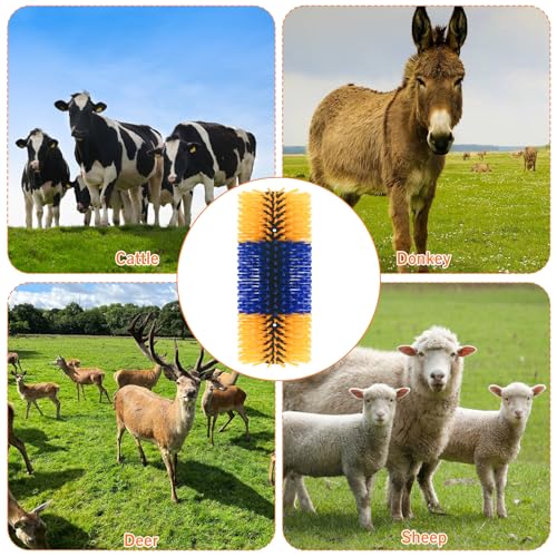 6pcs Livestock Scratching Brush Goat Scratcher Brush Full Massage Grooming Tool with 24 Screws for Cow,Cattle,Cow,Sheep, Horses,Pigs - color: Yellow, size: 6pack