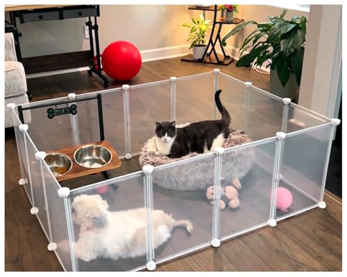 Modular Small Pet Playpen, 14 Panels, 16.5" Height Indoor Enclosure for Rabbits, Guinea Pigs, Hedgehogs, Kittens and Small Pets - style: 14 Panels - 12"L x 16.5"H
