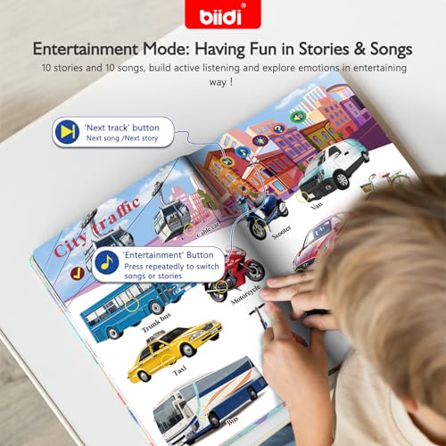 English Interactive Sound Book Words Talking Book Toy Gift Toddlers Kid 3-6 | Educational Learning Toy Rechargeable Audio Book Boy Girl Kids Birthday Xmas Gift 3+ Sensory Autism Toy 600+ Sounds 13 Topics - style: EN-Traffic and Robot