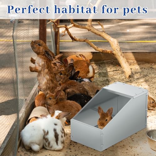 Maxcheck 2 Pcs Galvanized Metal Rabbit Nesting Box Bunny Small Animal Nest with Removable Acrylic Floor Durable Easy to Clean for Indoor Outdoor Use Rabbit Supplies (18.5 * 10.6 * 10 Inch) - size: 18.5"L x 10.6"W x 10"H