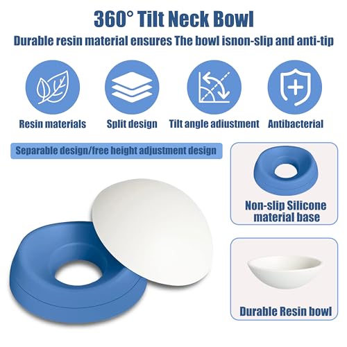 French Bulldog Food Bowl- Slanted Tilted Pug Food Water Bowl,Cat Bowl- Feeder for Frenchie/Shih Tzu/Flat Faced Small Dogs/Puppies/Cats (Blue, 4 Cup) - color: Blue, size: 4 Cup