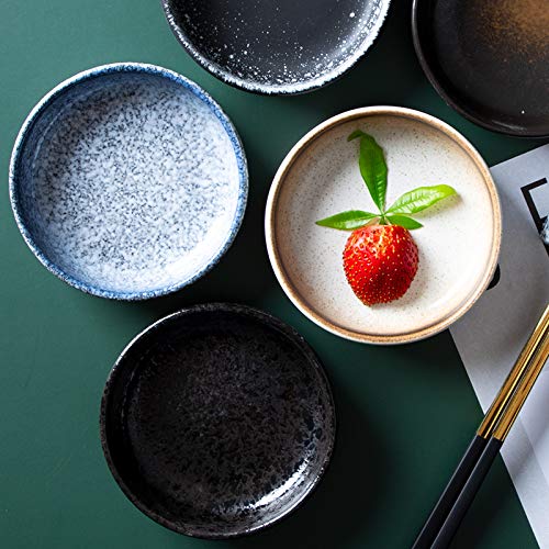 Colias Wing 3.5 Inch Japanese Style Classic Porcelain Side Dish Bowl Seasoning Dishes Soy Dipping Sauce Dishes-Set of 6-Blue - color: Blue Snow