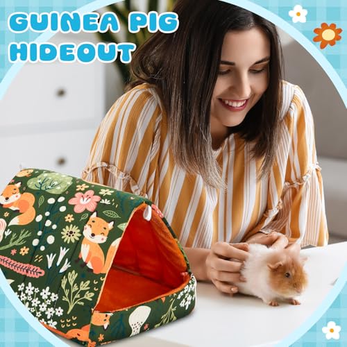 Cinnvoice 4 Pcs Guinea Pig Hideout, Guinea Pig Bed Tunnel, Rabbit Washable Small House Cage Accessories for Bunny Hedgehog Mouse Chinchillas Hamsters Ferrets Bearded Dragons Rats(Wonder Tale,9.8 in) - size: 9.8 in, style: Wonder Tale