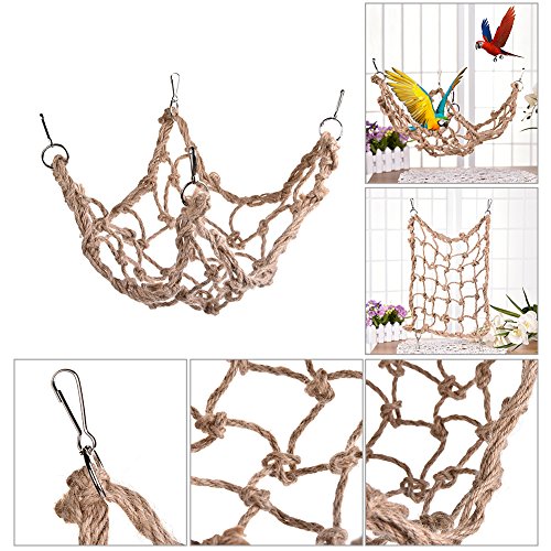 Litewoo Bird Rope Perch Swing Climbing Net Toy Parrot Hammock for Cockatiels Conures Budgie Parakeet Cockatoo Rat Gerbil Chinchilla L - color: XL: 23.62 x 23.62inch/ 60 x 60cm