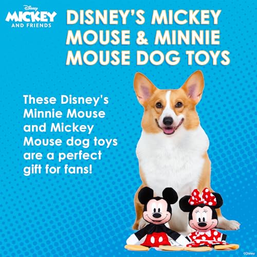 Disney for Pets Mickey & Minnie Mouse Plush Dog Toy Set, 13.5 Inch, 2 Pk | Squeaker with crinkle flattie body design, officially licensed Disney product, hours of fun, 2 pc set - color: Mickey & Minnie Mouse Plush, size: 13.5 Inch