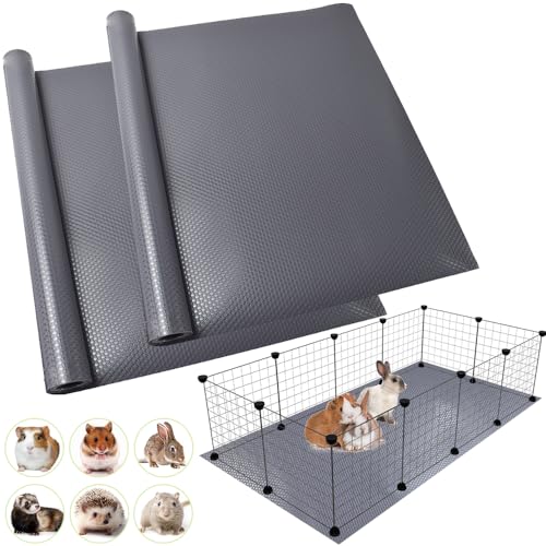Washable Guinea Pig Bedding Cage Liner Waterproof Rabbit Bedding, Easily Cut to Suit Cage and Reusable Pads for Guinea Pigs, Rabbits, Hamsters, Gerbils, and Chinchillas,18"×79", 2pcs, Grey Mat - color: 2 PCS Grey 18"×79"