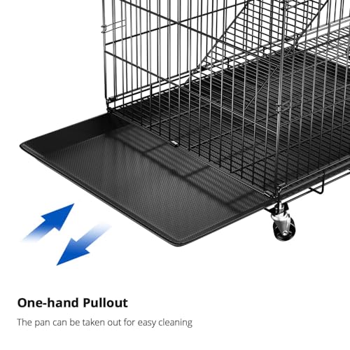 Large Cat Cage, 72 Inch 6-Tier Cat Playpen with Wheels Indoor Outdoor | 36x22x72” multi-level Enclosure, 3 Doors, Removable Tray, Rolling Wheels, Hammock, Cat Playpen for Kitten & Small Animals - size: 36.0"L x 22.0"W x 72.0"H