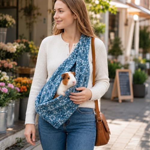 Adjustable Soft Fabric Pet Sling Carrier for Guinea Pig & Bearded Dragon, 15.7×7.1 Inch